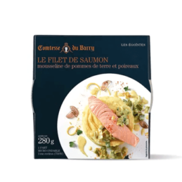 Filet de saumon, mousseline de pomme de terre et sa fondue du poirreaux
