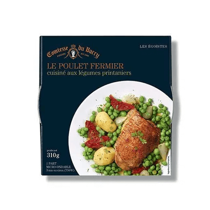 Le poulet fermier cuisiné aux légumes printaniers