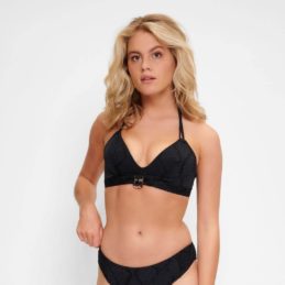 Soutien gorge de bain triangle black snake_ LingaDore