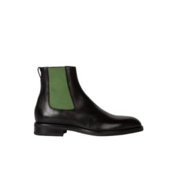 bottines-chelsea-cuir-noir-elastique-vert