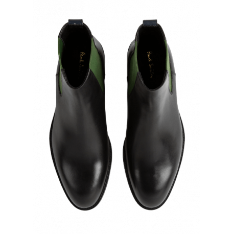 bottines-chelsea-cuir-noir-elastique-vert-haut