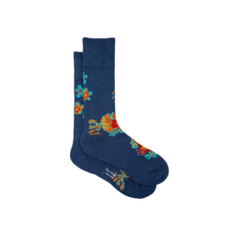 chaussettes-bleu-denim-fleurs-hawai-