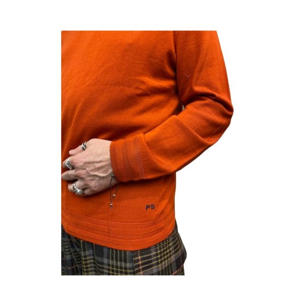 pull-col-roule-orange-navy-détails