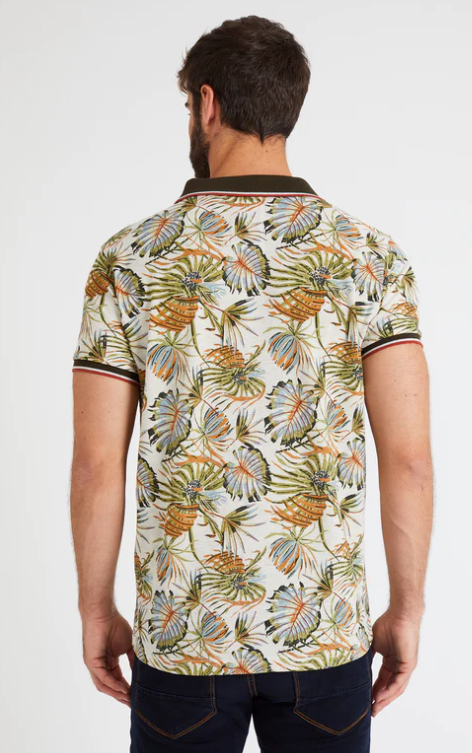 polo-homme-manches-courtes-maille-piquee-ecru-imprime-feuilles-jandjoy-dos