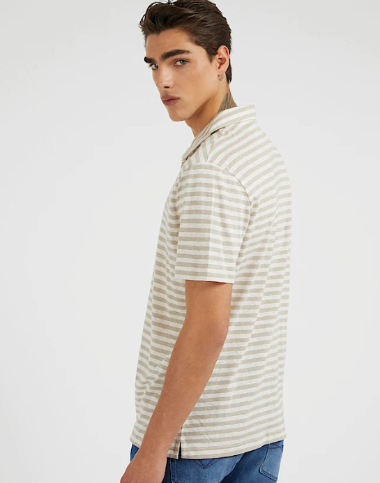 polo-beige-rayures-guess-coté