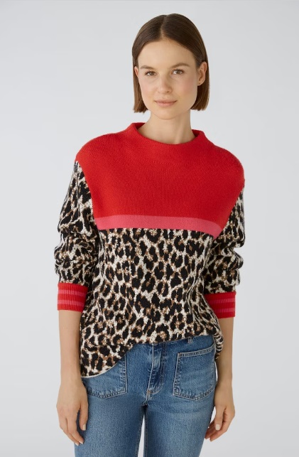 Pull colorblock rouge 