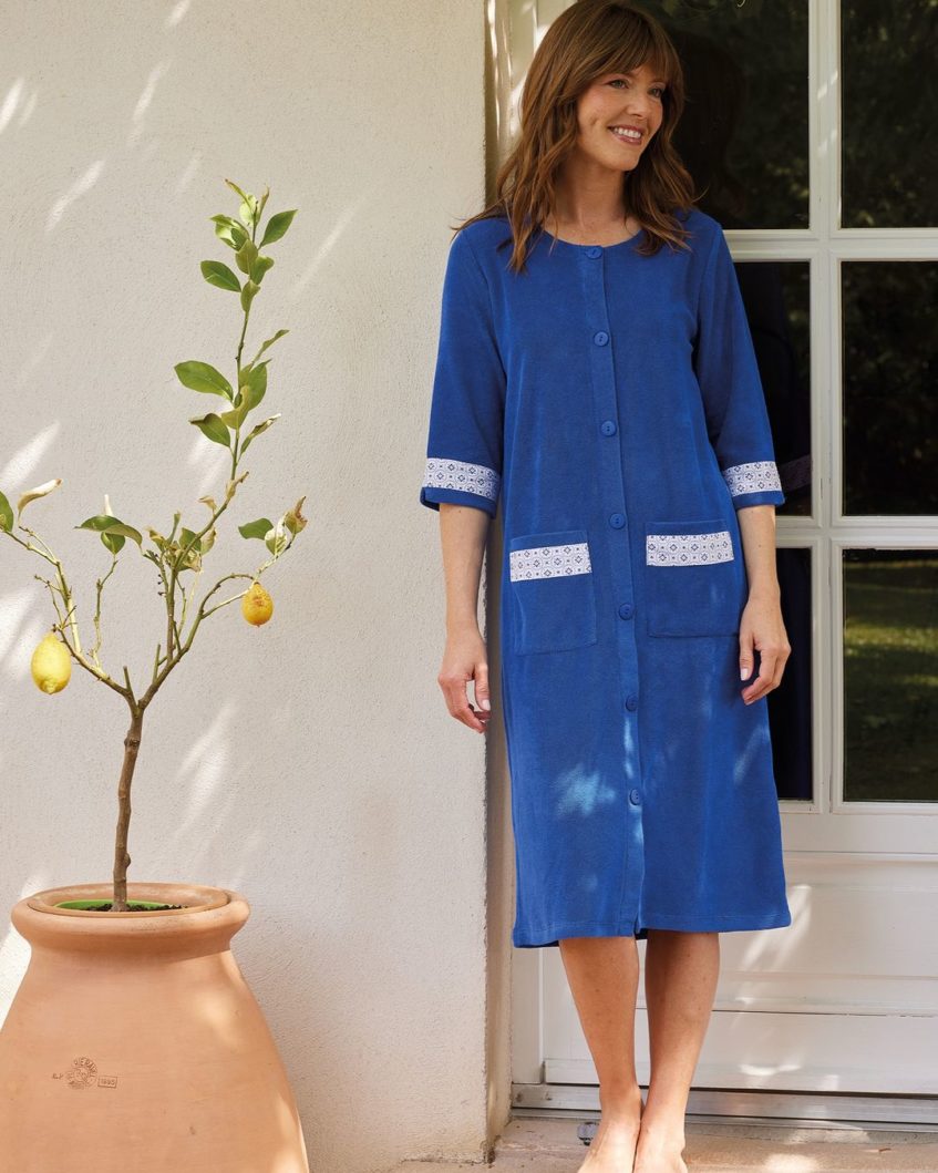 Robe de chambre bleue Capri Canat Intim idee lingerie Obernai Obernai alsace.shop