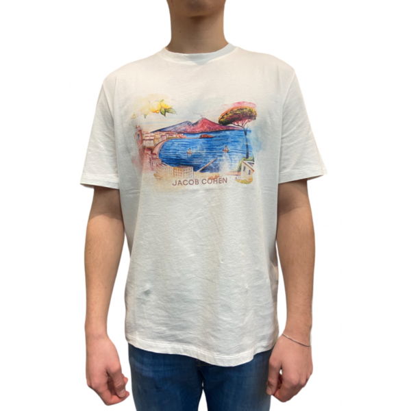 t-shirt-blanc-paysage-mer-naples-manches-courtes